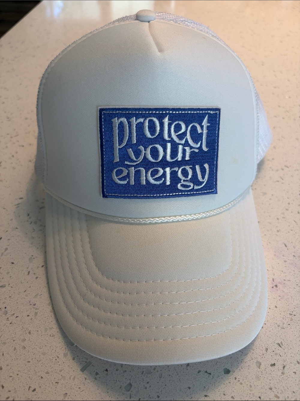 Protect Your Energy White Trucker Hat